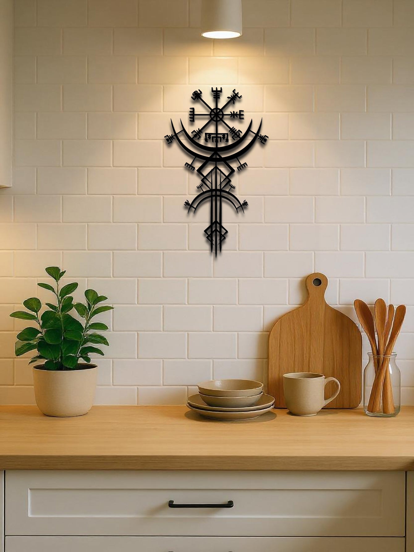 Viking Metal Wall Art,Norse Rune Wall Decor,Medieval Mythology Iron Hanging