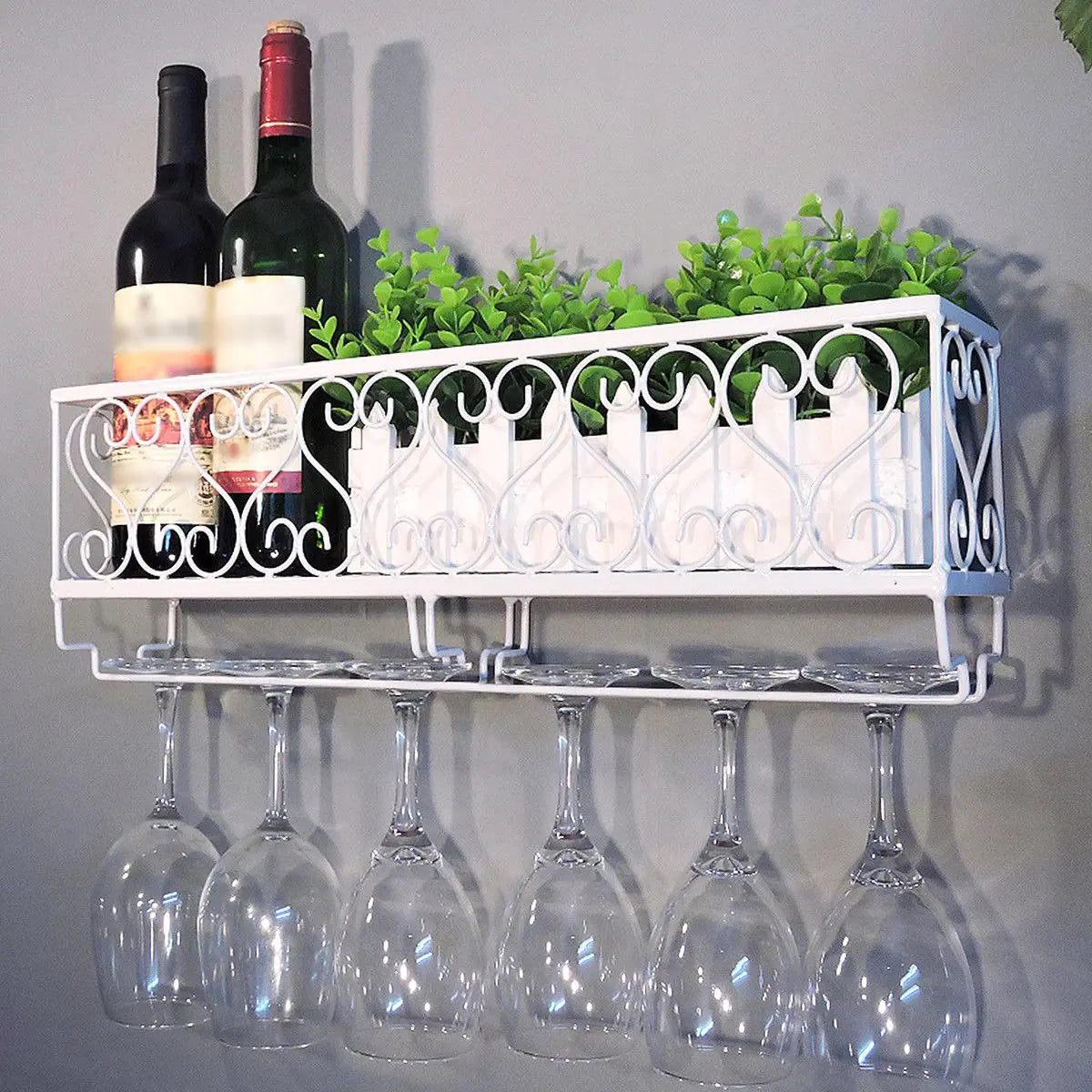 Wall-Mounted Wine Rack and Glass Holder (Creative Design)