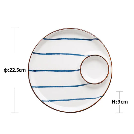 Ceramic Round Dumpling Dinner Plate for Home Use