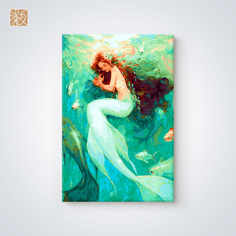 DIY Digital Oil Painting Mermaid Wall Decor (Living Room)