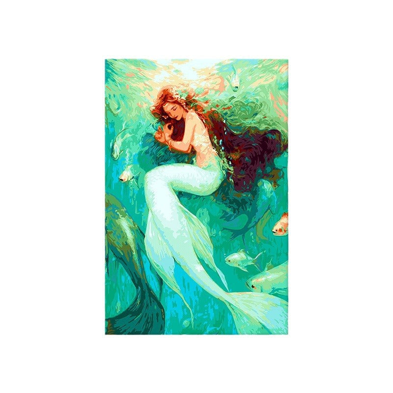 DIY Digital Oil Painting Mermaid Wall Decor (Living Room)