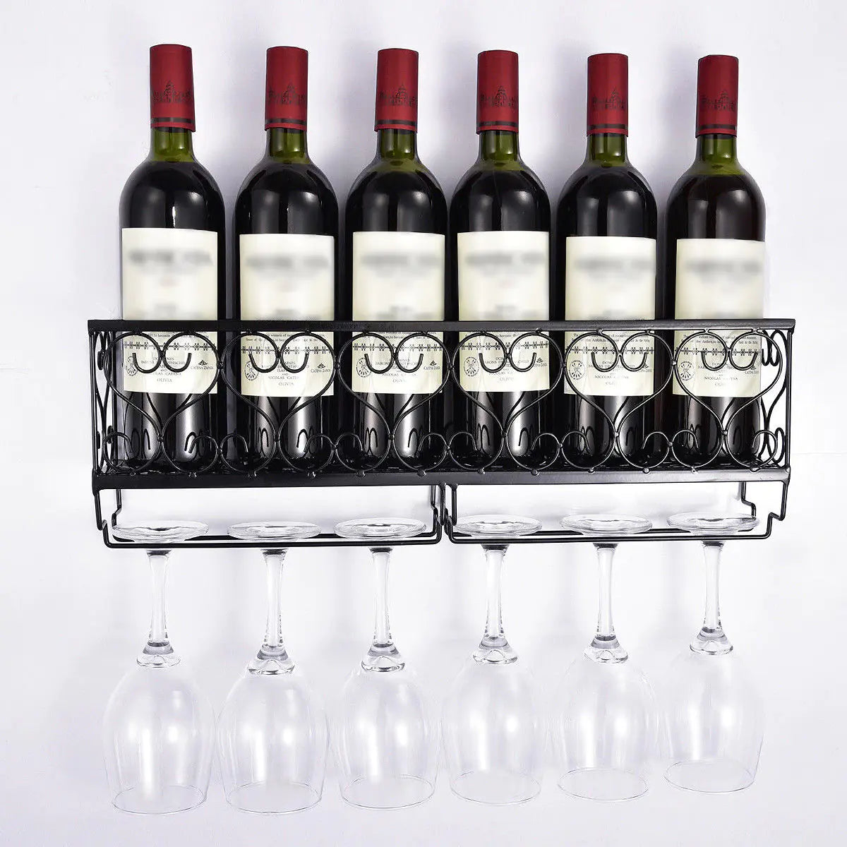 Wall-Mounted Wine Rack and Glass Holder (Creative Design)