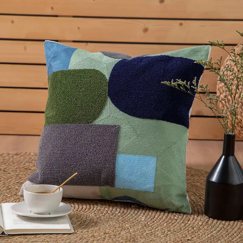 Embroidered Throw Pillow Cushion Cover - Simple Design