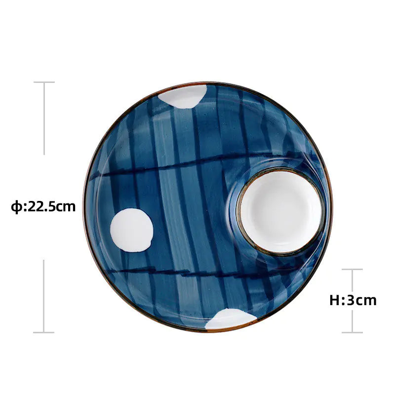 Ceramic Round Dumpling Dinner Plate for Home Use
