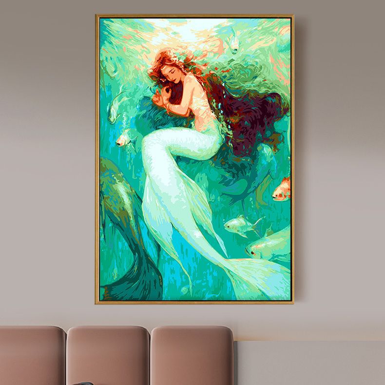 DIY Digital Oil Painting Mermaid Wall Decor (Living Room)