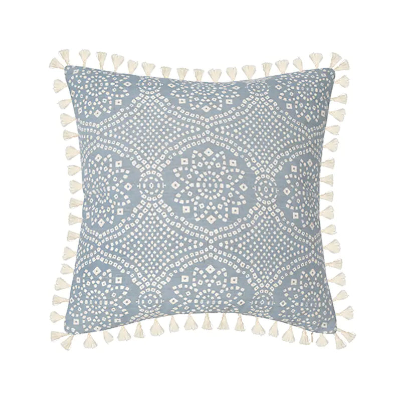 Tufted Cotton Throw Pillow Cushion Cover with Tassels