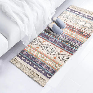 Bohemian Cotton Linen Tassel Woven Rug (Retro Style)