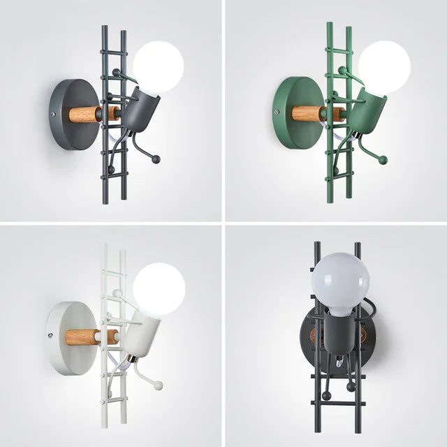 Vintage Industrial LED Iron Climbing Man Wall Light