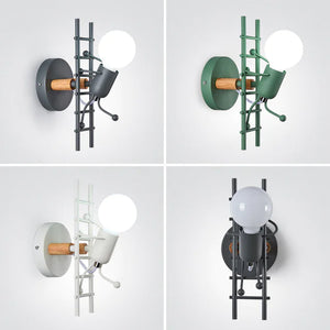 Vintage Industrial LED Iron Climbing Man Wall Light