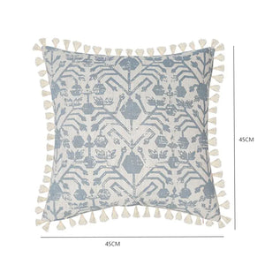 Tufted Cotton Throw Pillow Cushion Cover with Tassels