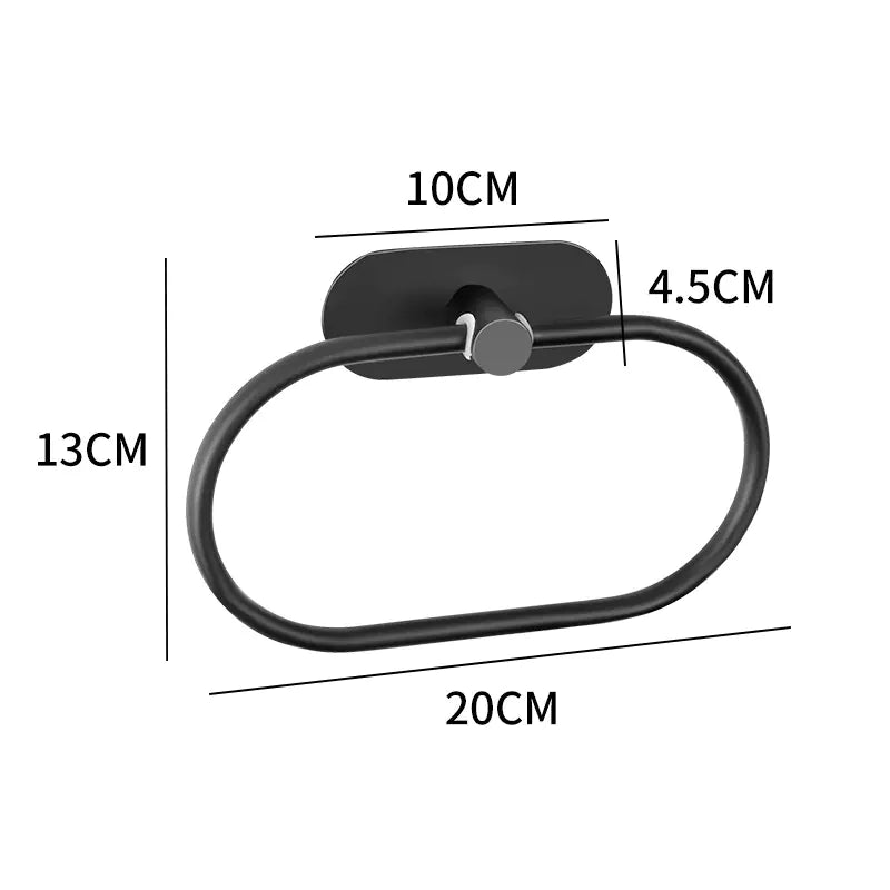 Black Stainless Steel Wall-Mounted Towel Ring (Nordic Style)