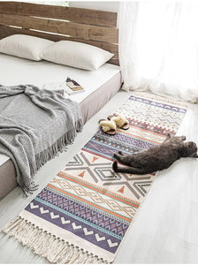 Bohemian Cotton Linen Tassel Woven Rug (Retro Style)