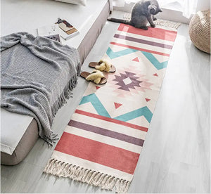 Bohemian Cotton Linen Tassel Woven Rug (Retro Style)