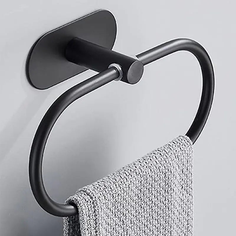 Black Stainless Steel Wall-Mounted Towel Ring (Nordic Style)