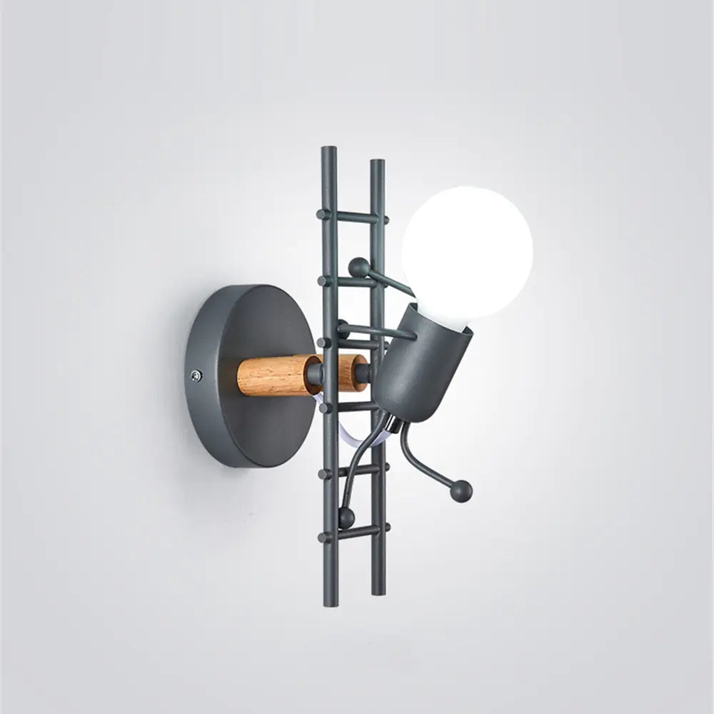 Vintage Industrial LED Iron Climbing Man Wall Light