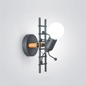 Vintage Industrial LED Iron Climbing Man Wall Light