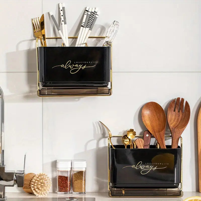 Wall-Mounted Cutlery Storage Box with Drawer Organizer