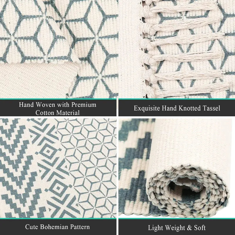 Bohemian Indoor Area Rug with Tassel Decoration