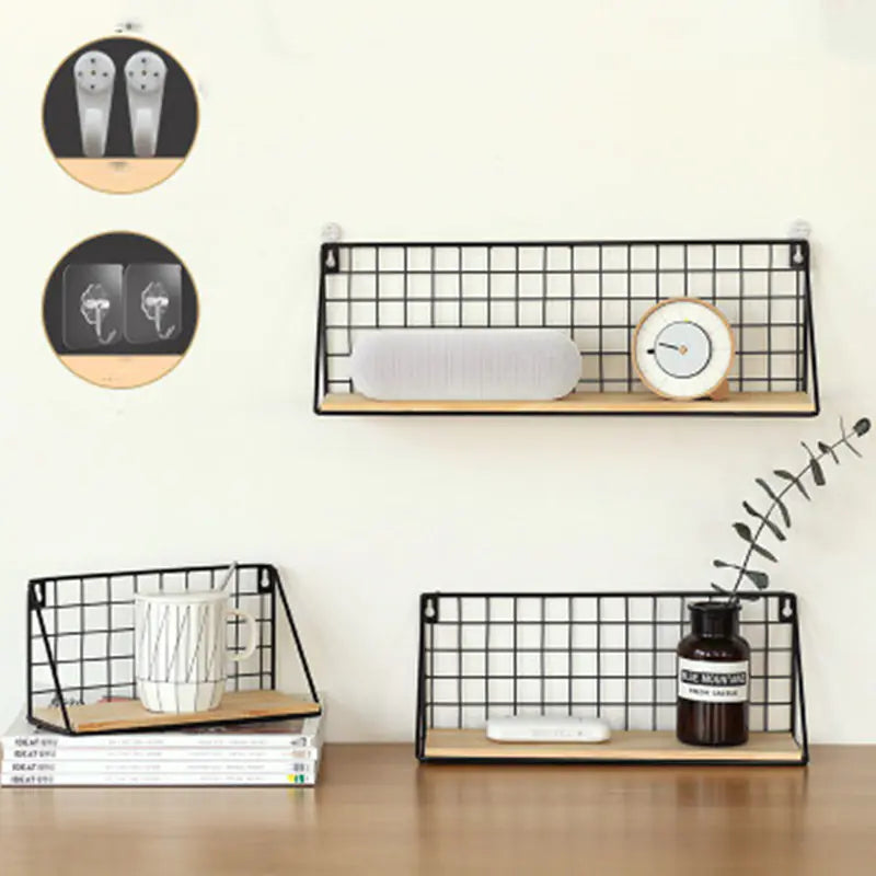 Japanese Style Wall-Mounted Iron Storage Basket