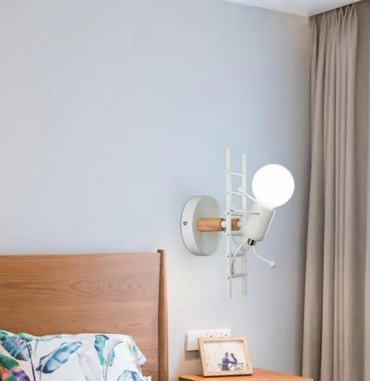 Vintage Industrial LED Iron Climbing Man Wall Light