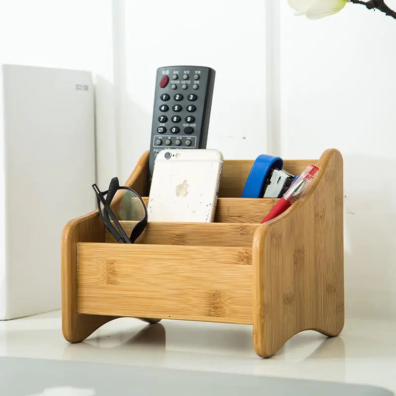 Bamboo Desktop Organizer Box for Cosmetics and Tissues