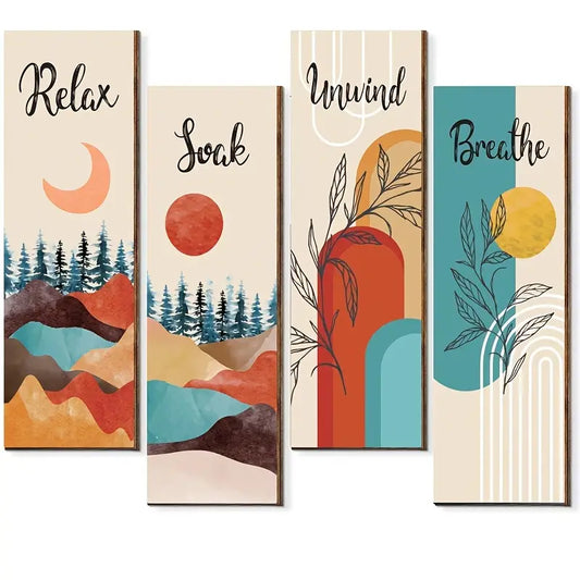 Rustic Bohemian Wood Sign for Bathroom Wall Decor