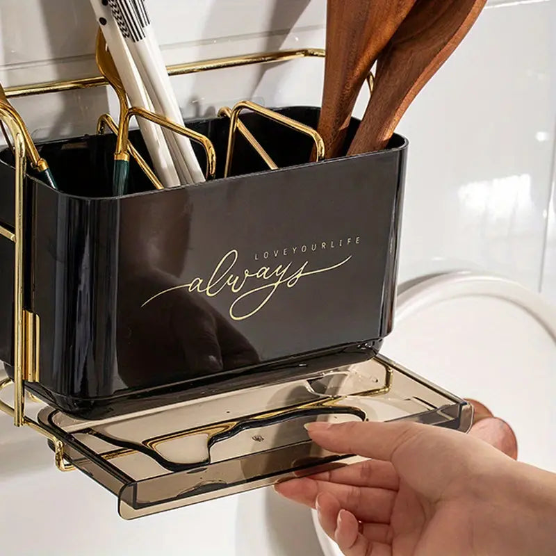 Wall-Mounted Cutlery Storage Box with Drawer Organizer