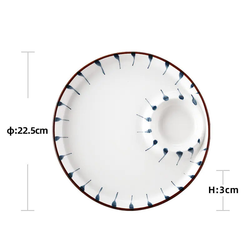 Ceramic Round Dumpling Dinner Plate for Home Use