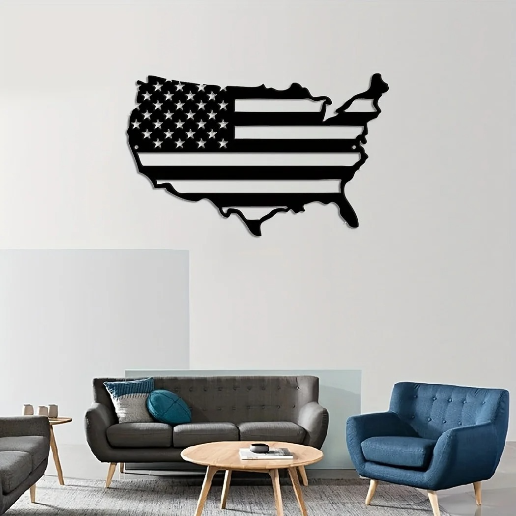 American Flag Map Metal Wall Decor