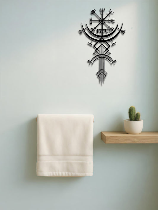 Viking Metal Wall Art,Norse Rune Wall Decor,Medieval Mythology Iron Hanging