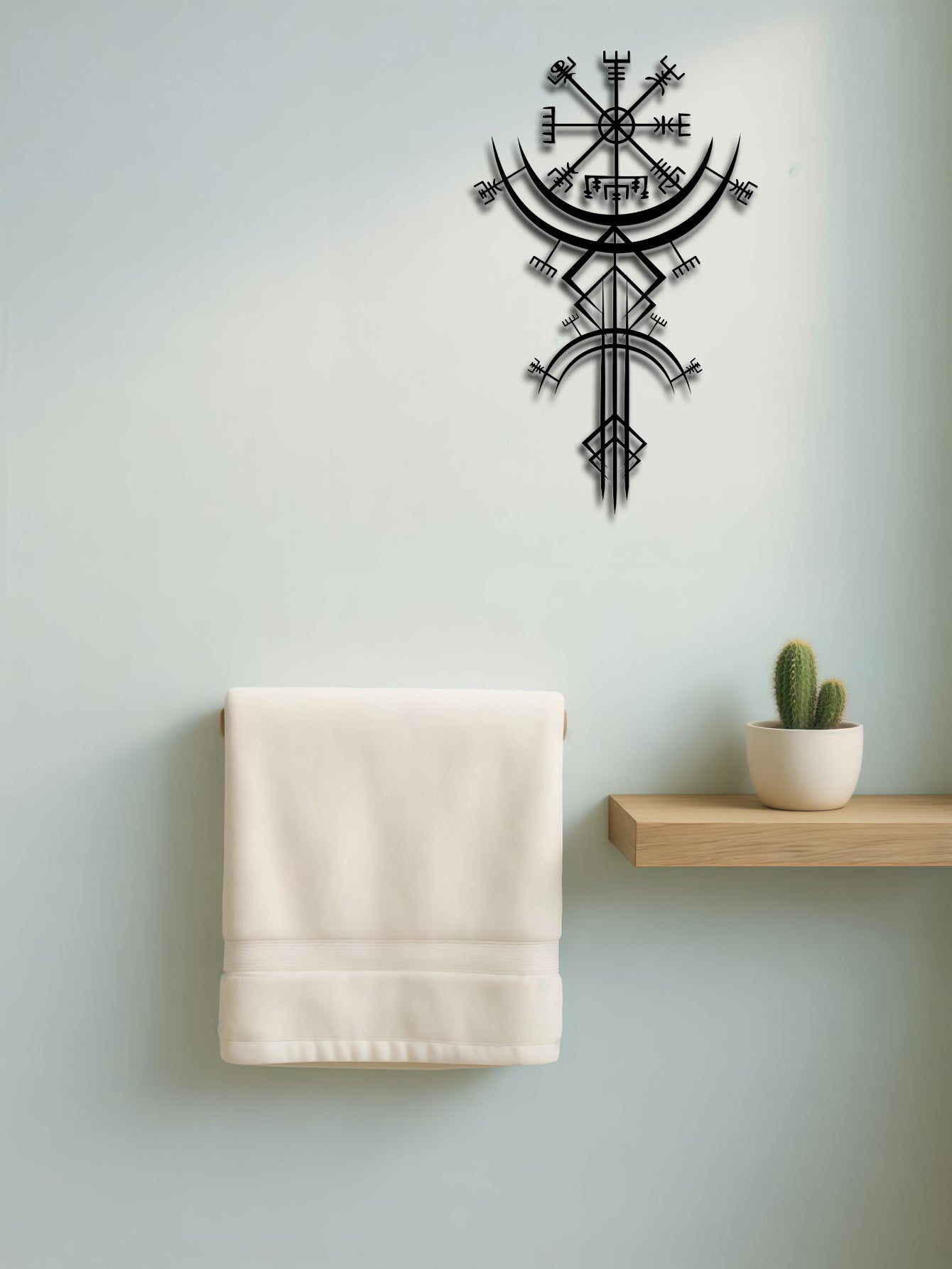 Viking Metal Wall Art,Norse Rune Wall Decor,Medieval Mythology Iron Hanging