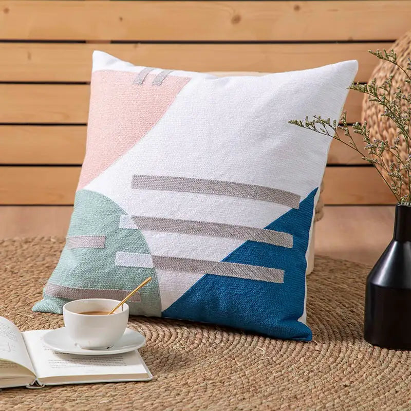 Embroidered Throw Pillow Cushion Cover - Simple Design
