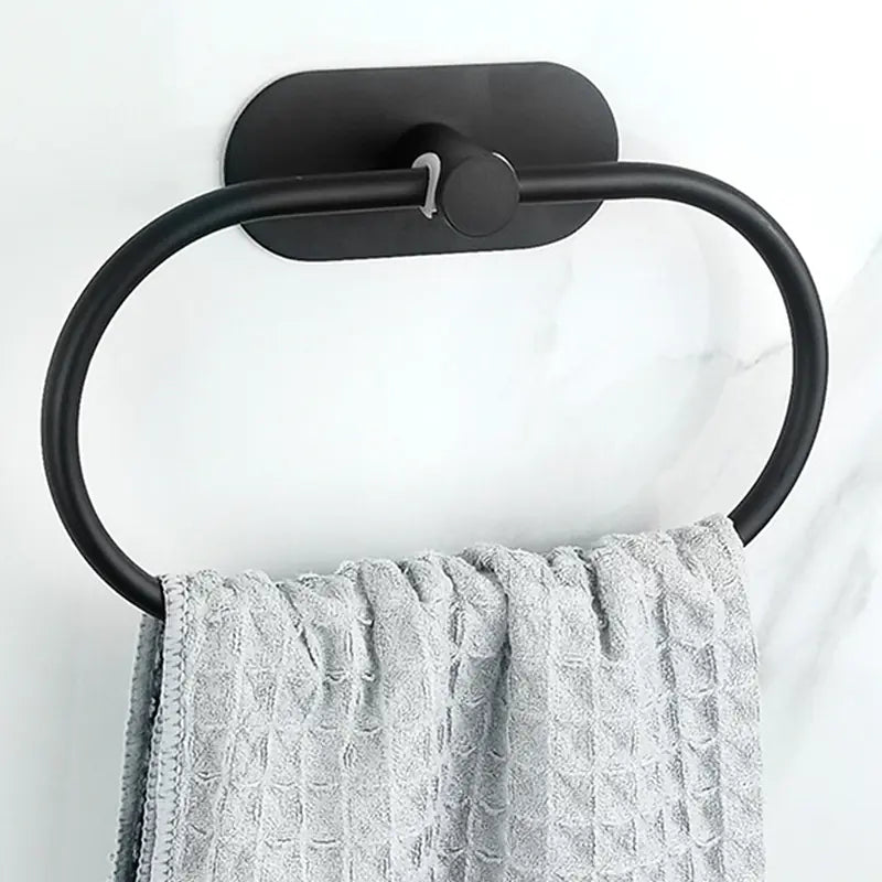 Black Stainless Steel Wall-Mounted Towel Ring (Nordic Style)