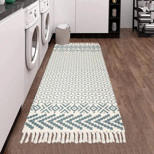 Bohemian Indoor Area Rug with Tassel Decoration