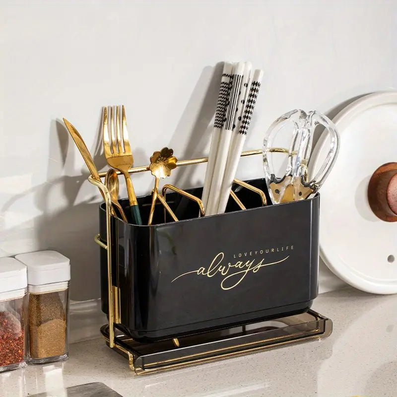 Wall-Mounted Cutlery Storage Box with Drawer Organizer