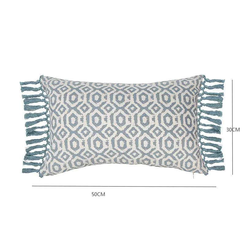 Tufted Cotton Throw Pillow Cushion Cover with Tassels
