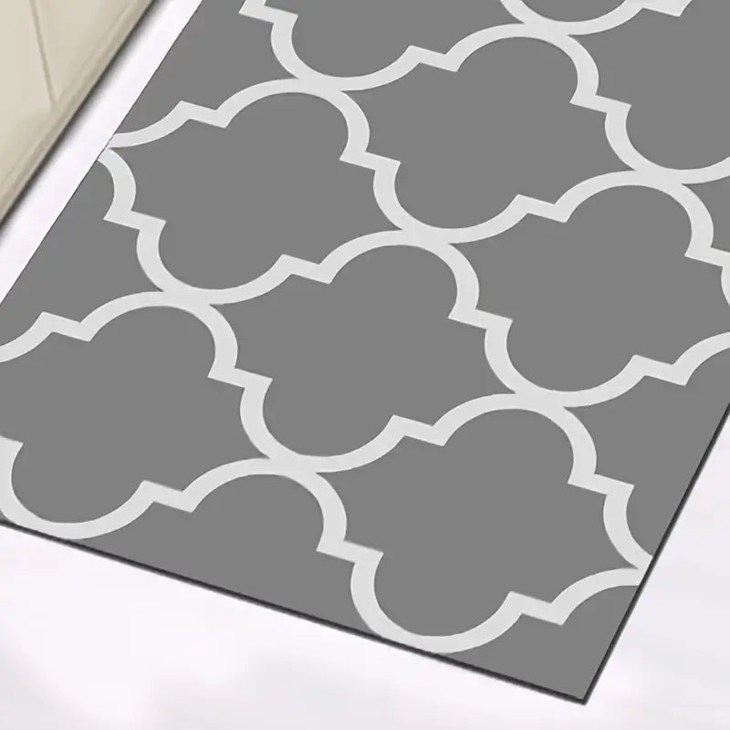 2pcs Non-slip Geometric Gray Kitchen Rugs (Various Sizes)