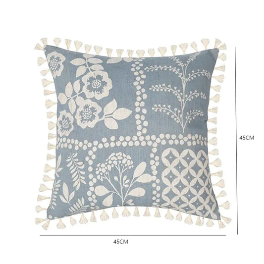 Tufted Cotton Throw Pillow Cushion Cover with Tassels