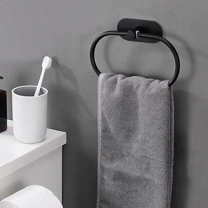 Black Stainless Steel Wall-Mounted Towel Ring (Nordic Style)