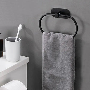 Black Stainless Steel Wall-Mounted Towel Ring (Nordic Style)