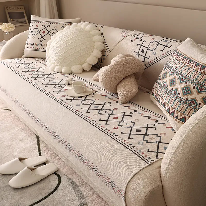 Bohemian Linen and Cotton Sofa Cushion for Home Decor